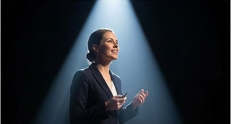 Prise de parole confiante, sous les projecteurs