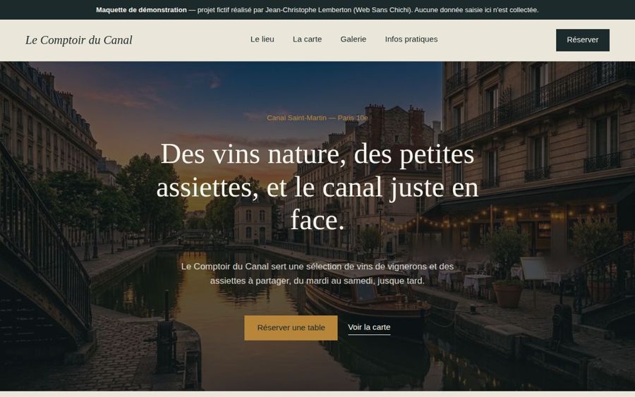 Maquette Le Comptoir du Canal, bar à vins à Paris