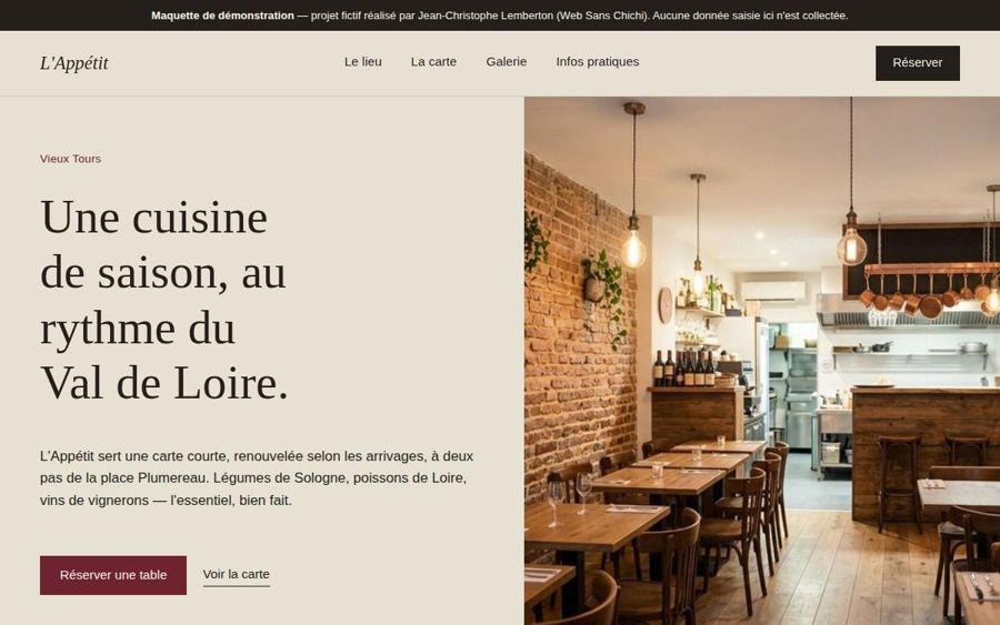 Maquette L'Appétit, restaurant à Tours